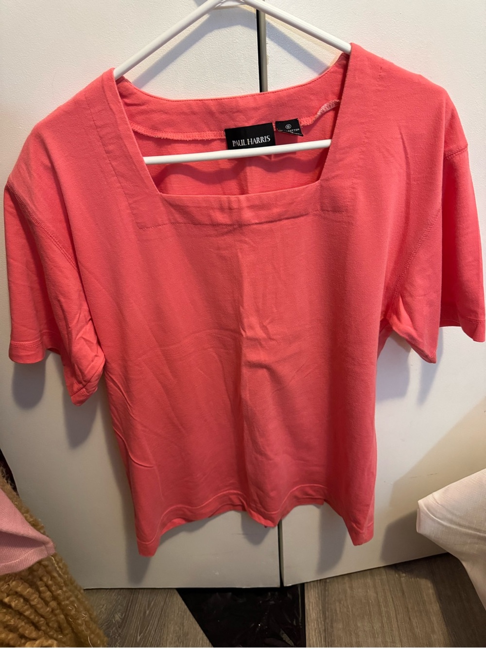 Paul Harris Coral Square-Neck Short Sleeve Tee